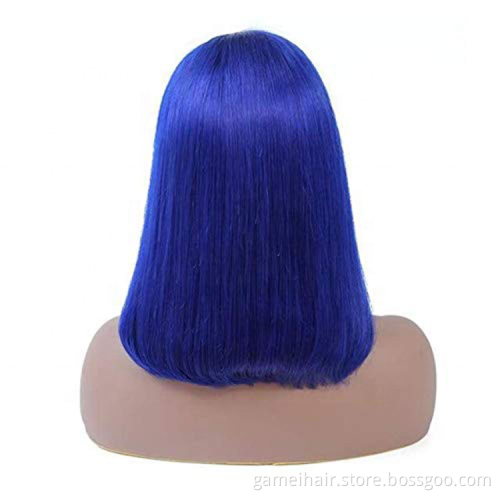 150% Density Colored Green/Pink/Blue/Purple Short Bob Wig with Baby Hair Pre-Plucked HD T Lace Front Human Hair Wigs for Women